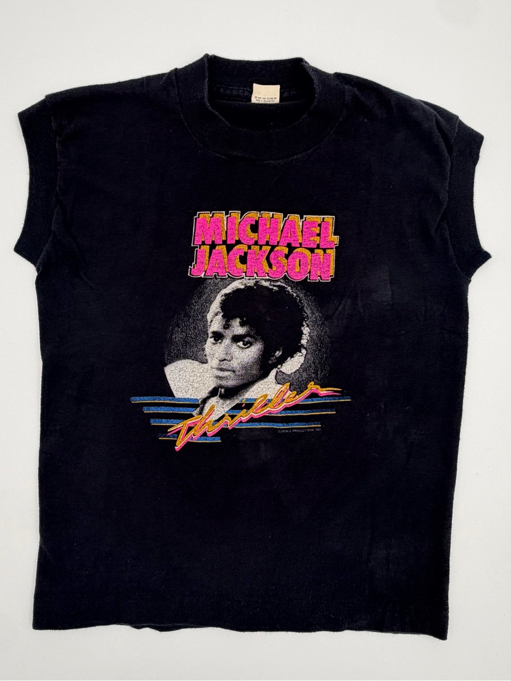 Vintage Michael Jackson 1983 Thriller Screen Stars Tank Black YM Single Stitch